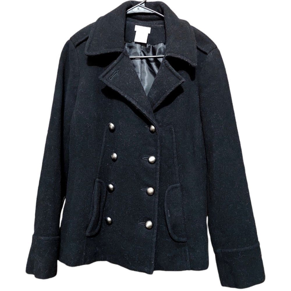 George Women's Wool Peacoat, Small (4/6), Black Soot